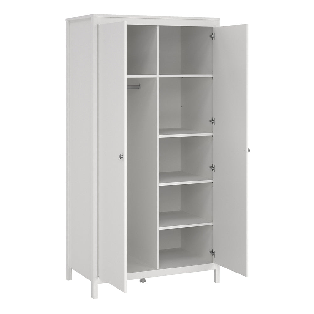 Cote | Furniture Madrid 3 Piece Bedroom Set - Bedside Table, Chest and 2 Door Wardrobe - White Madrid, BUNDLE 7264949p1