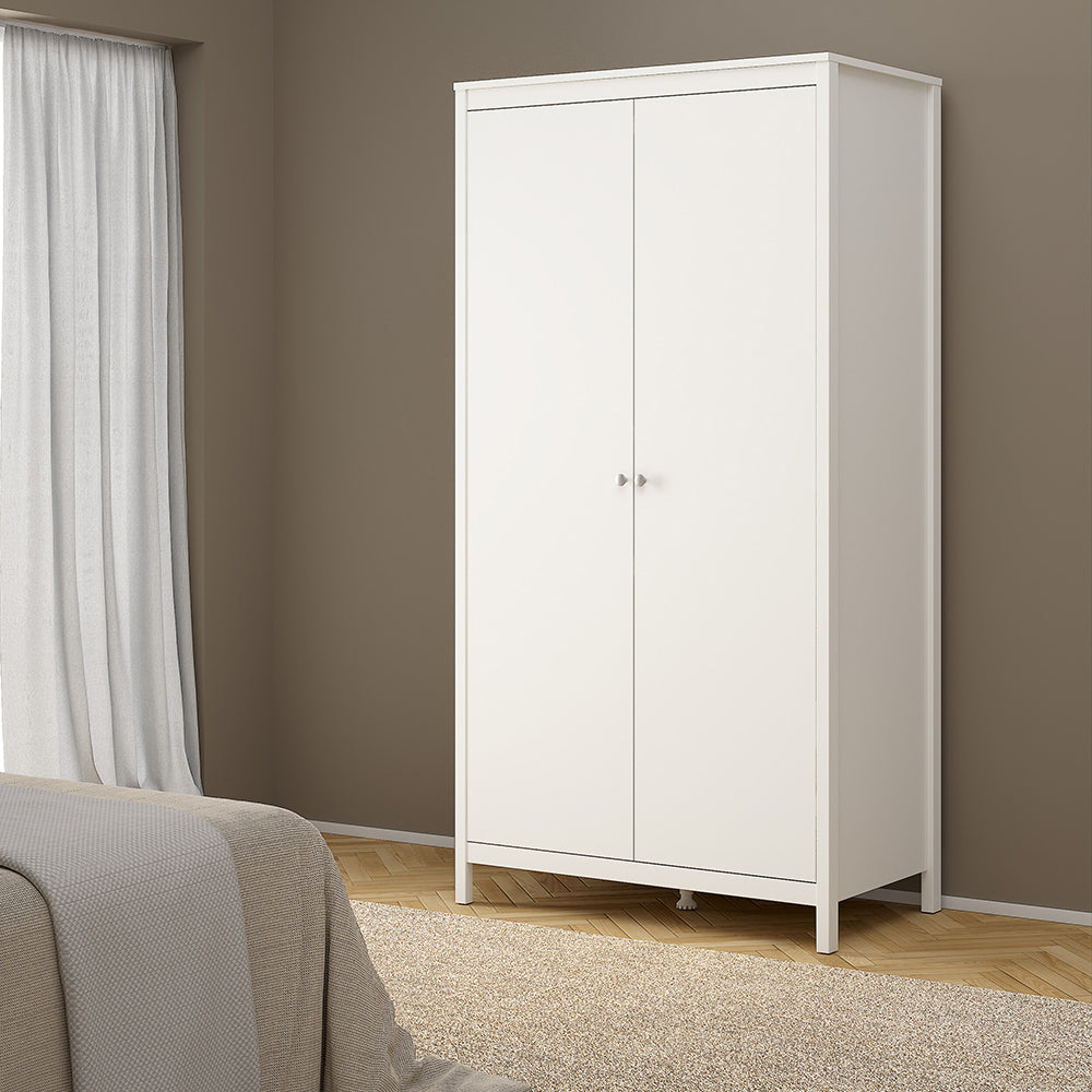 Cote | Furniture Madrid 3 Piece Bedroom Set - Bedside Table, Chest and 2 Door Wardrobe - White Madrid, BUNDLE 7264949p1