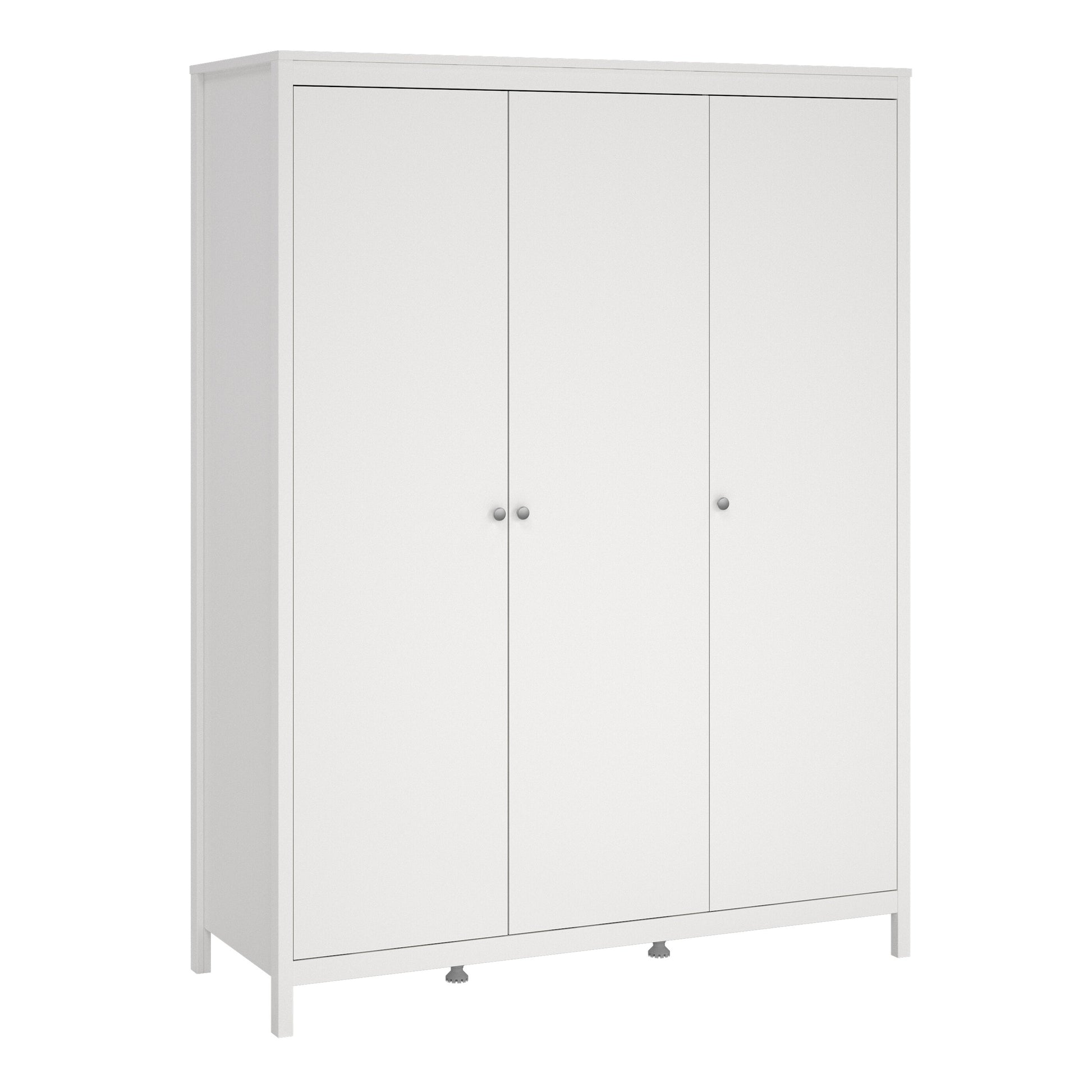 Cote | Furniture Madrid 3 Piece Bedroom Set - Bedside Table, Chest and 3 Door Wardrobe  - White Madrid, BUNDLE 7264949p2