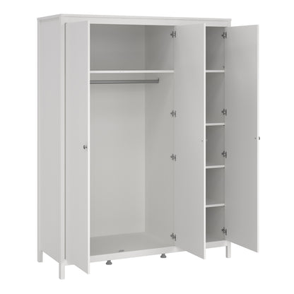 Cote | Furniture Madrid 3 Piece Bedroom Set - Bedside Table, Chest and 3 Door Wardrobe  - White Madrid, BUNDLE 7264949p2