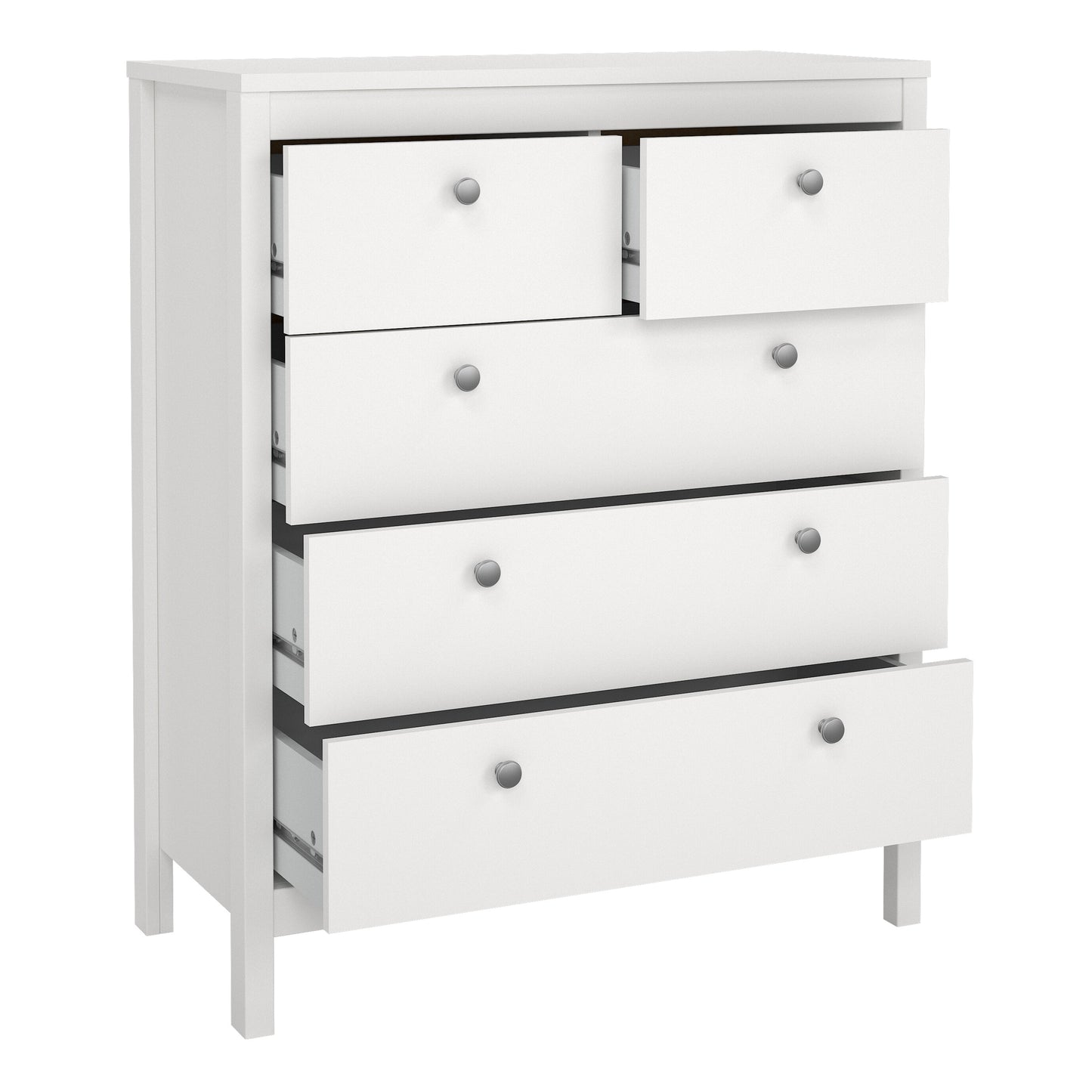 Cote | Furniture Madrid 3 Piece Bedroom Set - Bedside Table, Chest and 3 Door Wardrobe  - White Madrid, BUNDLE 7264949p2