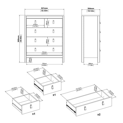 Cote | Furniture Madrid 3 Piece Bedroom Set - Bedside Table, Chest and 3 Door Wardrobe  - White Madrid, BUNDLE 7264949p2