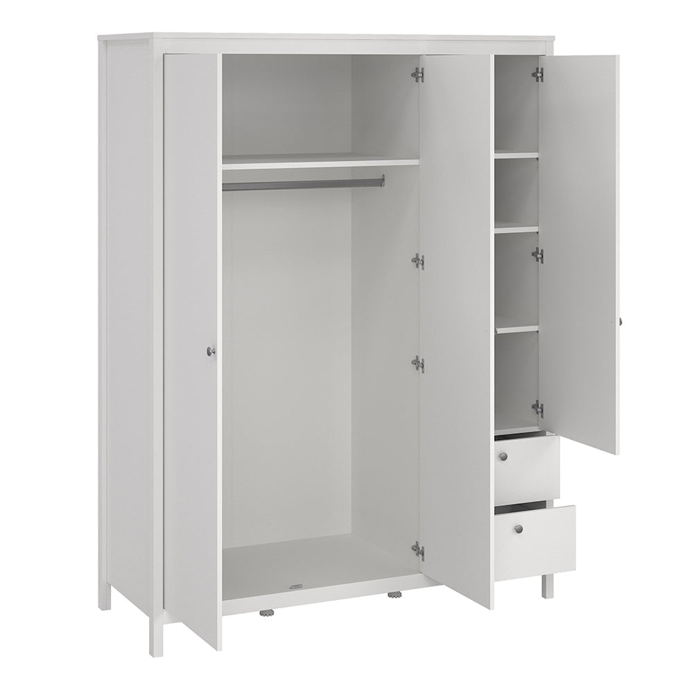 Cote | Furniture Madrid Wardrobe, 2 Door, 1 Mirror Door + 2 Drawer - White Madrid, Wardrobes 726796594949