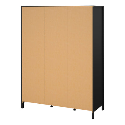 Cote | Furniture Madrid Wardrobe, 2 Door, 1 Mirror Door + 2 Drawer - Black Madrid, Wardrobes 72679659gmgm