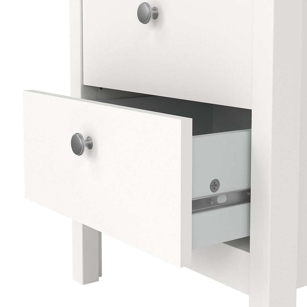 Cote | Furniture Madrid Bedside Table, 2 Drawers - White Madrid, Bedside Tables 726796604949