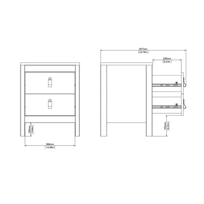 Cote | Furniture Madrid Bedside Table, 2 Drawers - White Madrid, Bedside Tables 726796604949