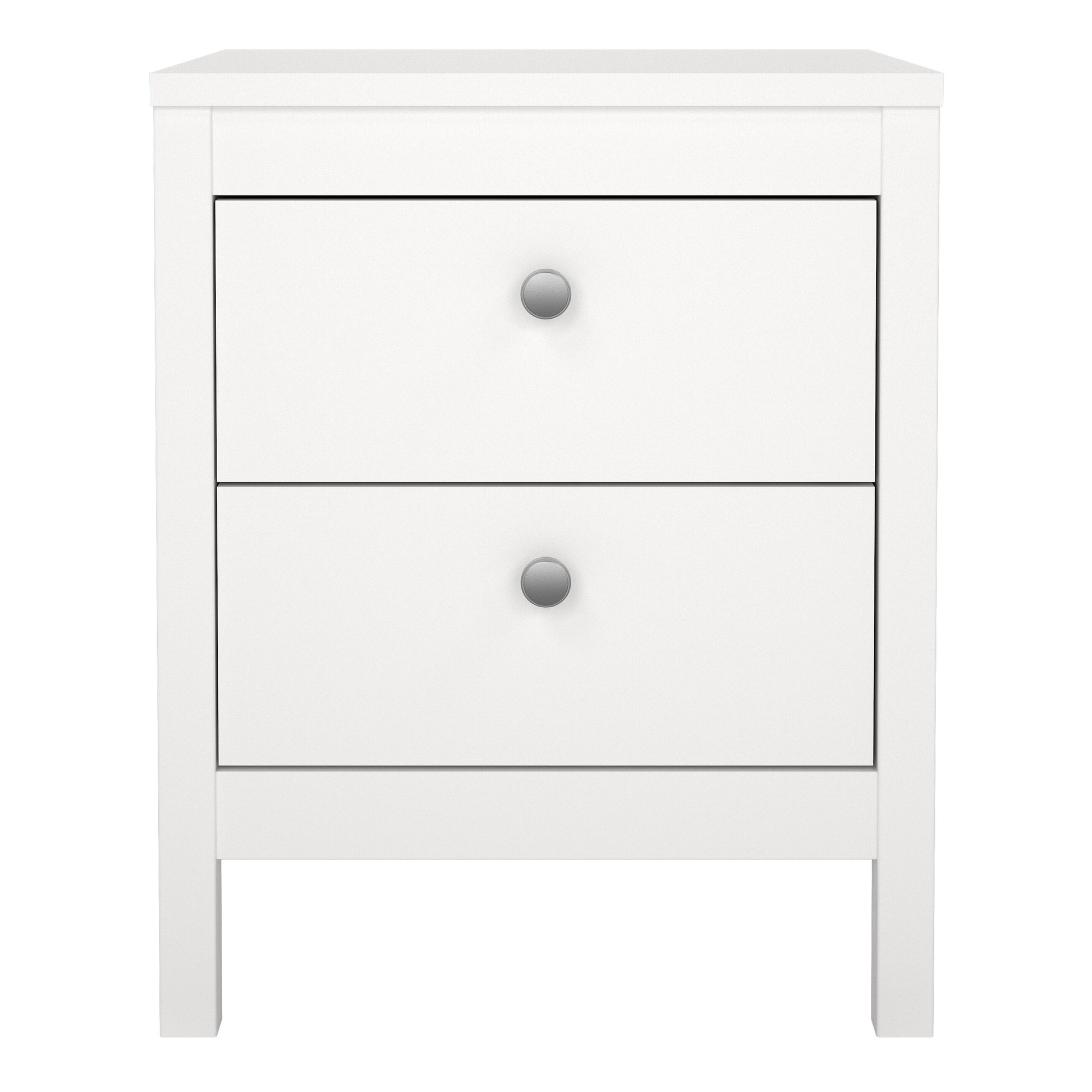 Cote | Furniture Madrid Bedside Table, 2 Drawers - White Madrid, Bedside Tables 726796604949