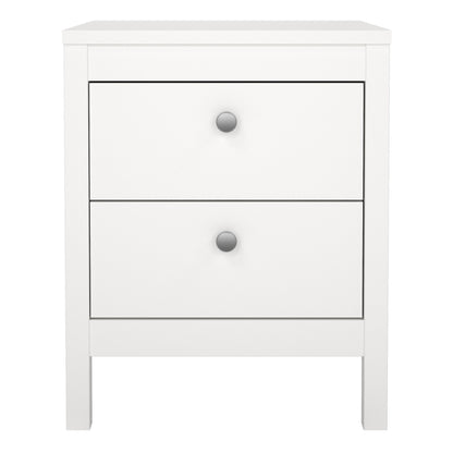 Cote | Furniture Madrid Bedside Table, 2 Drawers - White Madrid, Bedside Tables 726796604949