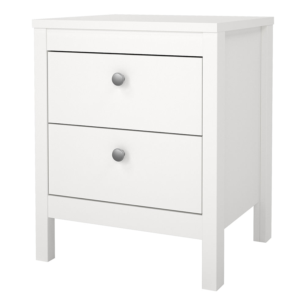 Cote | Furniture Madrid Bedside Table, 2 Drawers - White Madrid, Bedside Tables 726796604949