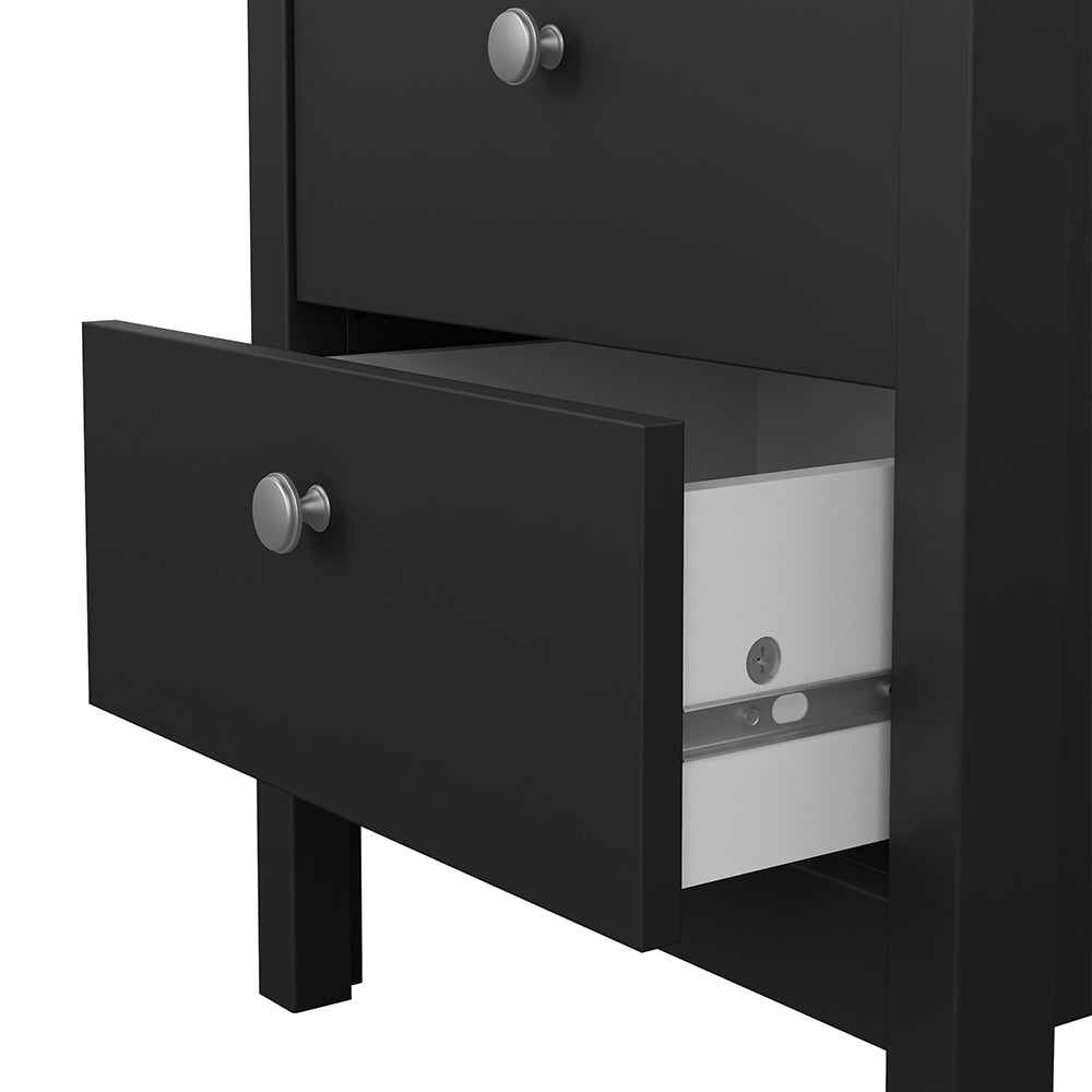 Cote | Furniture Madrid Bedside Table, 2 Drawer - Black Madrid, Bedside Tables 72679660gmgm