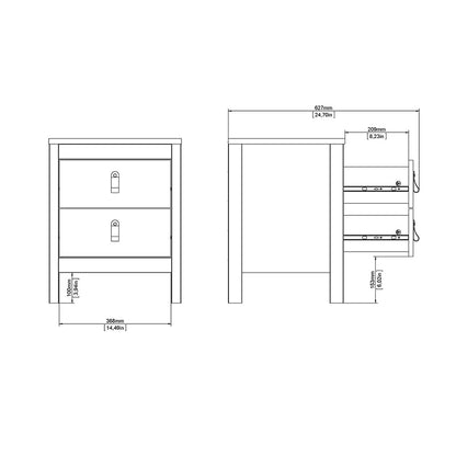 Cote | Furniture Madrid Bedside Table, 2 Drawer - Black Madrid, Bedside Tables 72679660gmgm