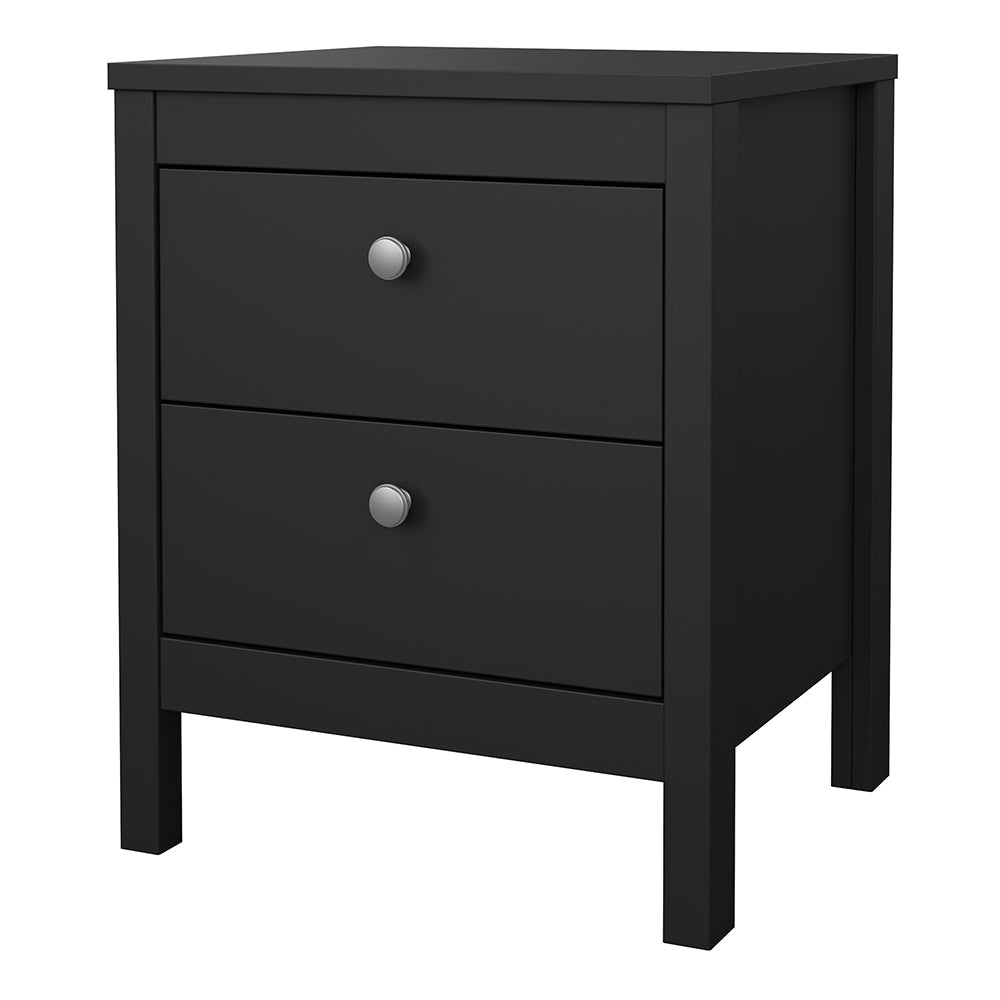 Cote | Furniture Madrid Bedside Table, 2 Drawer - Black Madrid, Bedside Tables 72679660gmgm