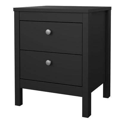 Cote | Furniture Madrid Bedside Table, 2 Drawer - Black Madrid, Bedside Tables 72679660gmgm