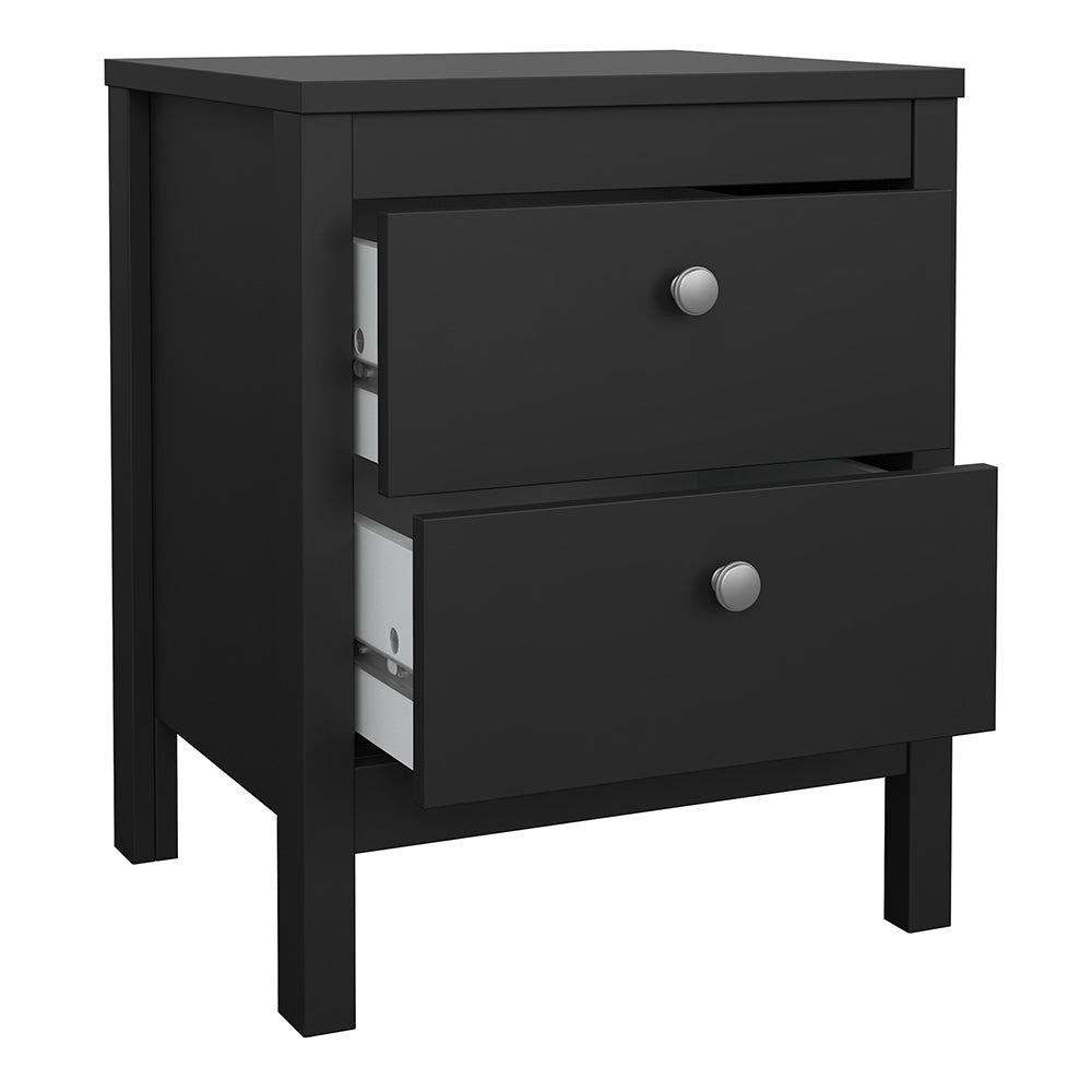 Cote | Furniture Madrid Bedside Table, 2 Drawer - Black Madrid, Bedside Tables 72679660gmgm