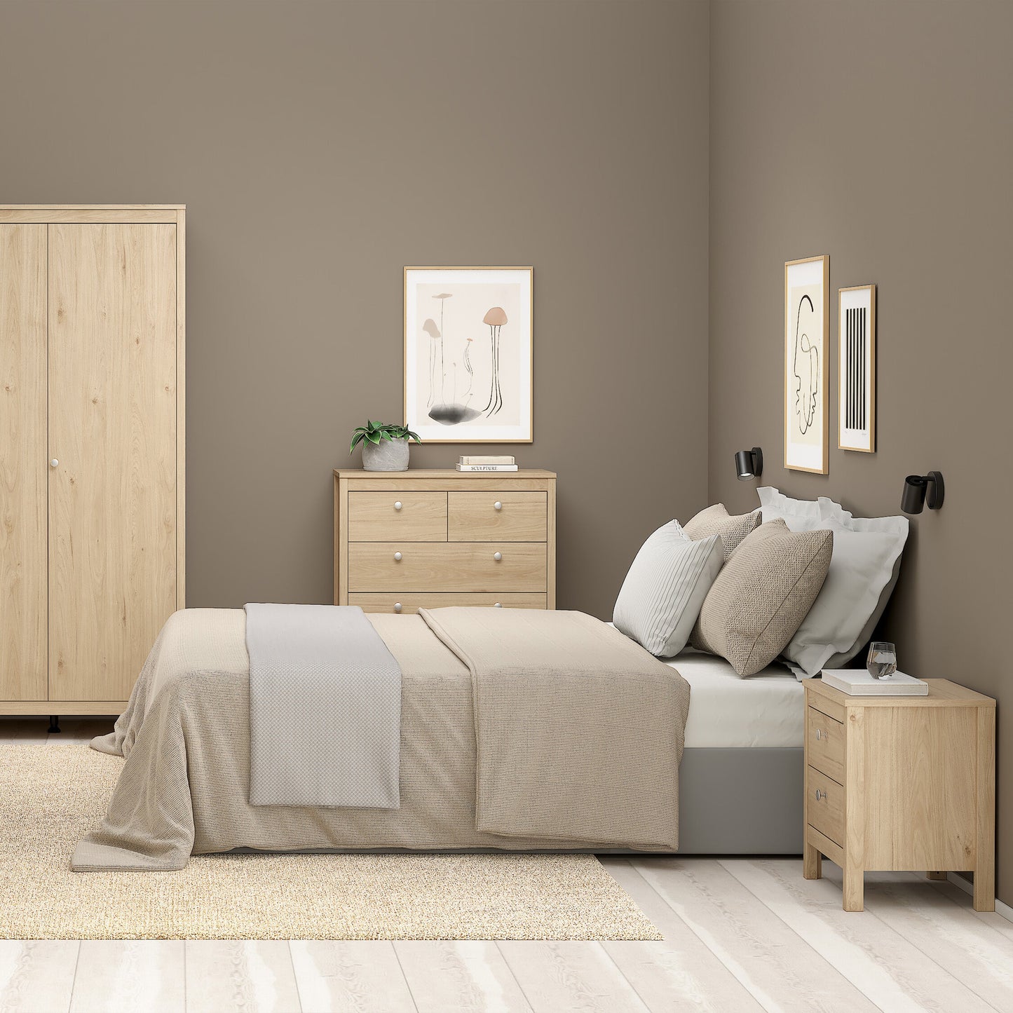 Cote | Furniture Madrid Bedside Table, 2 Drawer - Oak Madrid, Bedside Tables 72679660hlhl