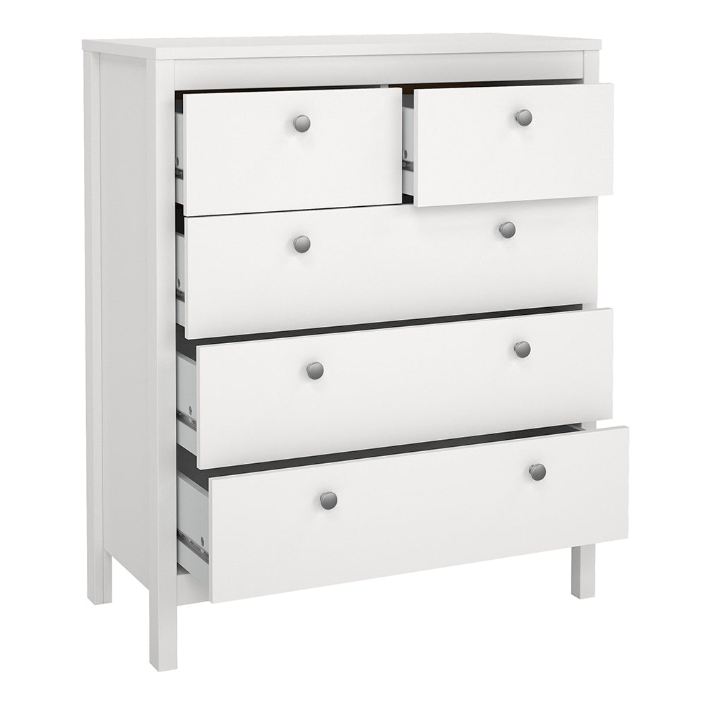 Cote | Furniture Madrid Chest of Drawers, 3+2 Drawers - White Madrid, Chest of Drawers 726796614949