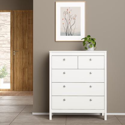 Cote | Furniture Madrid Chest of Drawers, 3+2 Drawers - White Madrid, Chest of Drawers 726796614949