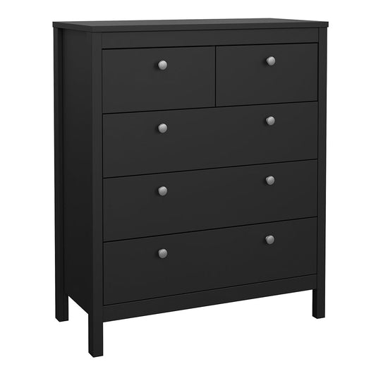 Cote | Furniture Madrid Chest of Drawers, 3+2 Drawers - Black Madrid, Chest of Drawers 72679661gmgm