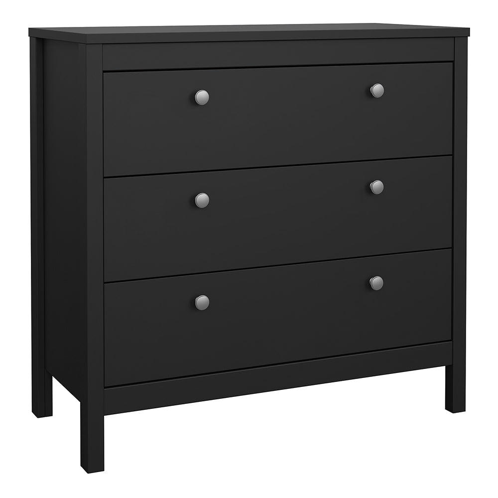 Cote | Furniture Madrid Chest of Drawers, 3 Drawers - Black Madrid, Chest of Drawers 72679662gmgm