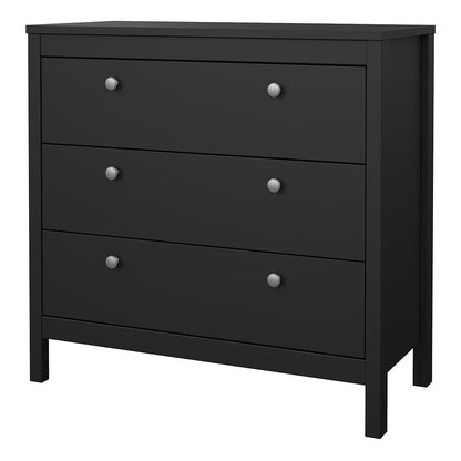 Cote | Furniture Madrid Chest of Drawers, 3 Drawers - Black Madrid, Chest of Drawers 72679662gmgm