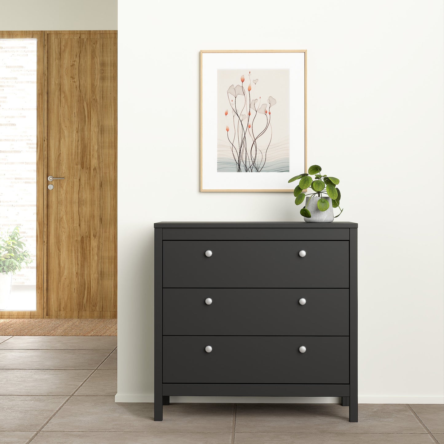 Cote | Furniture Madrid Chest of Drawers, 3 Drawers - Black Madrid, Chest of Drawers 72679662gmgm