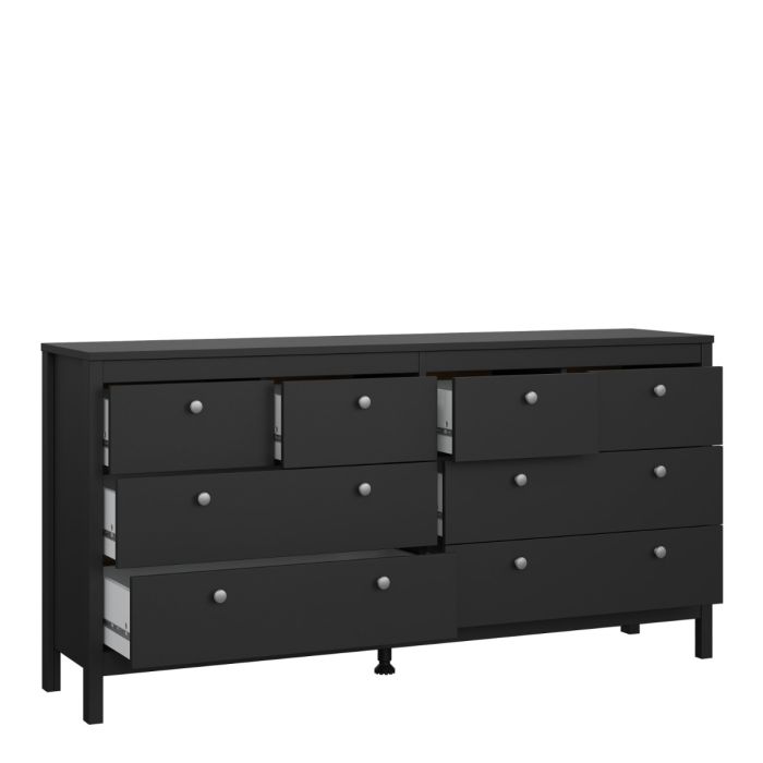 Cote | Furniture Madrid Sideboard Double Dresser, 4+4 Drawers - Black Madrid, Chest of Drawers 72679663gmgm