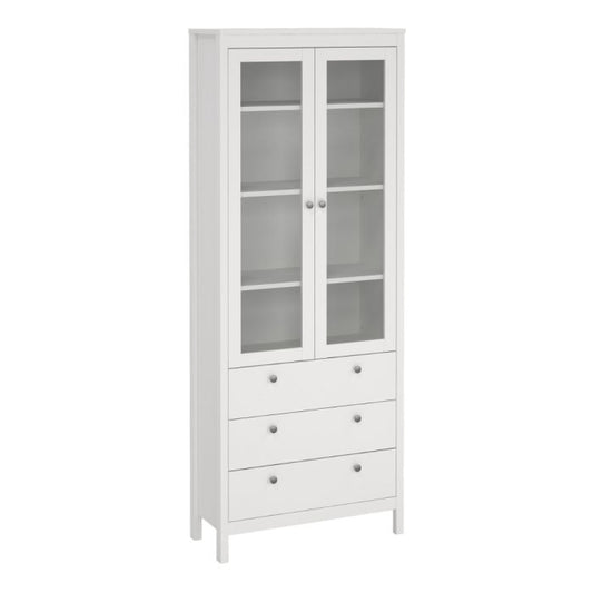 Cote | Furniture Madrid Display Cabinet, 2 Door Glazed + 3 Drawer - White Madrid, Display Cabinets 726796664949