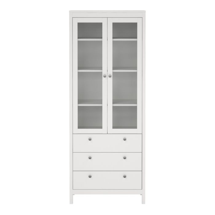 Cote | Furniture Madrid Display Cabinet, 2 Door Glazed + 3 Drawer - White Madrid, Display Cabinets 726796664949