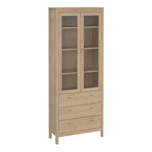 Cote | Furniture Madrid Display Cabinet, 2 Door Glazed + 3 Drawer - Oak Madrid, Display Cabinets 72679666hlhl