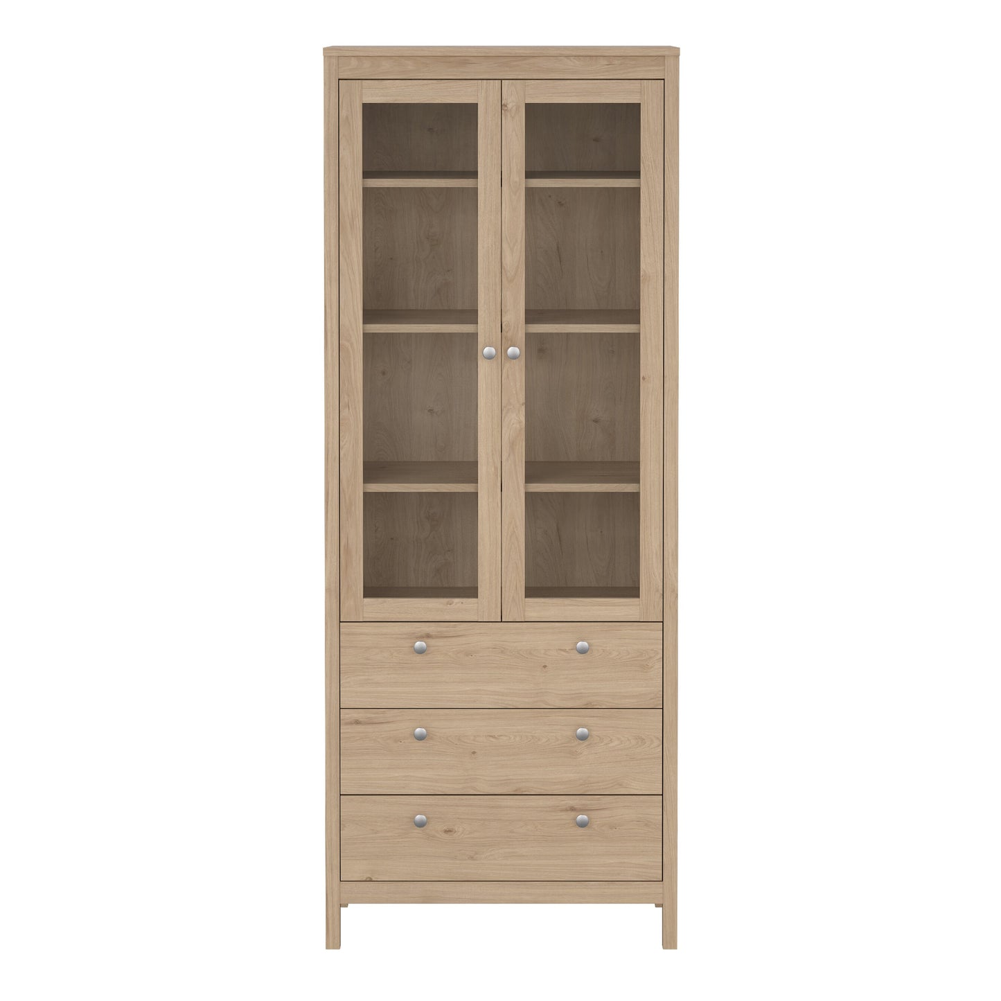 Cote | Furniture Madrid Display Cabinet, 2 Door Glazed + 3 Drawer - Oak Madrid, Display Cabinets 72679666hlhl