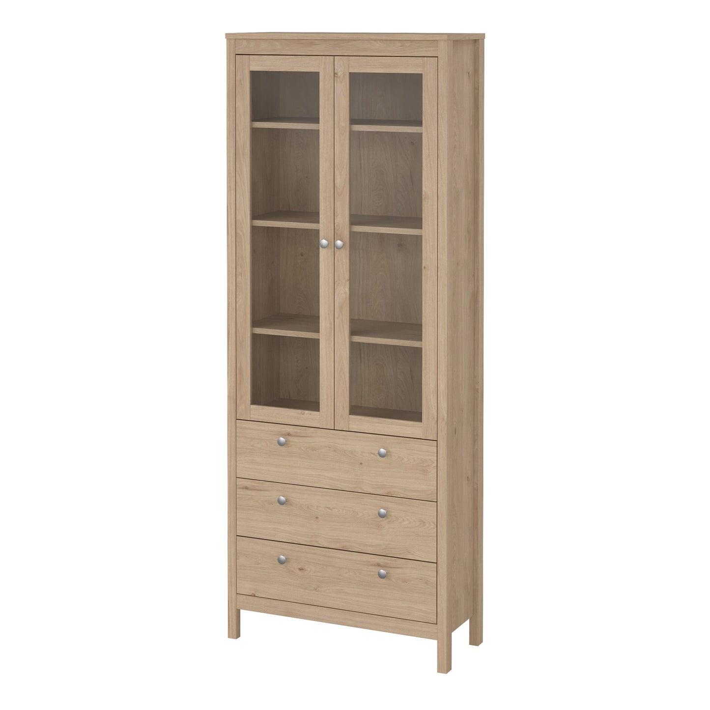 Cote | Furniture Madrid Display Cabinet, 2 Door Glazed + 3 Drawer - Oak Madrid, Display Cabinets 72679666hlhl