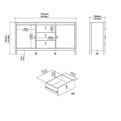 Cote | Furniture Madrid Sideboard, 2 Door + 3 Drawer - White Madrid, Sideboards 726796704949