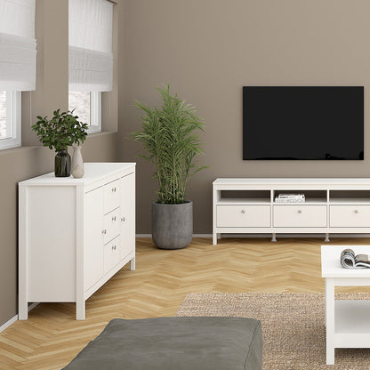 Cote | Furniture Madrid Sideboard, 2 Door + 3 Drawer - White Madrid, Sideboards 726796704949