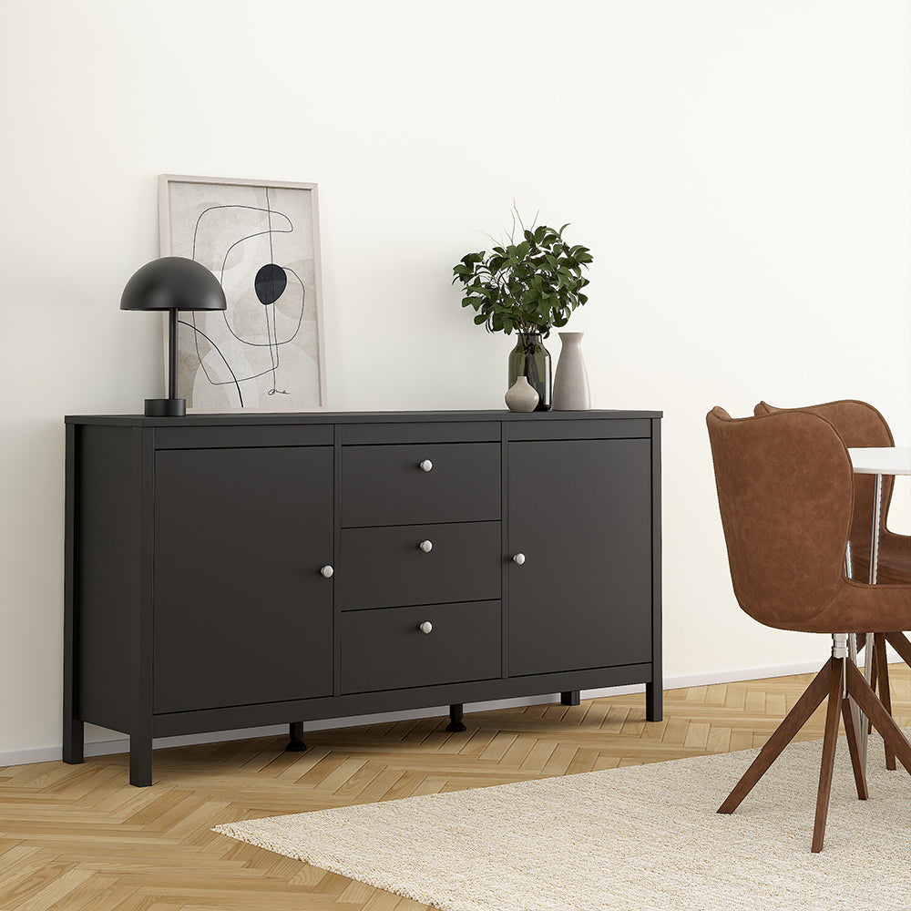 Cote | Furniture Madrid Sideboard, 2 Door + 3 Drawer - Black Madrid, Sideboards 72679670gmgm