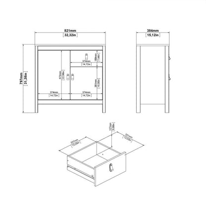 Cote | Furniture Madrid Sideboard, 2 Door + 1 Drawer - Black Madrid, Sideboards 72679671gmgm