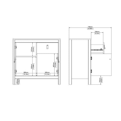 Cote | Furniture Madrid Sideboard, 2 Door + 1 Drawer - Black Madrid, Sideboards 72679671gmgm