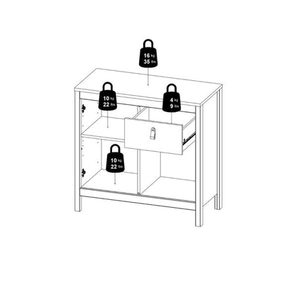 Cote | Furniture Madrid Sideboard, 2 Door + 1 Drawer - Black Madrid, Sideboards 72679671gmgm