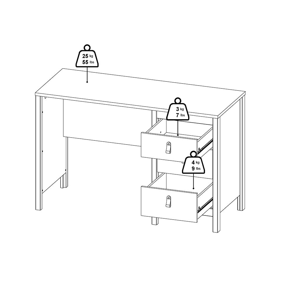 Cote | Furniture Madrid Desk, 3 Drawer - White Madrid, Desks 726796814949