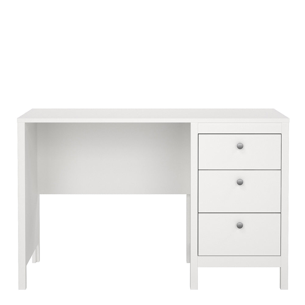 Cote | Furniture Madrid Desk, 3 Drawer - White Madrid, Desks 726796814949