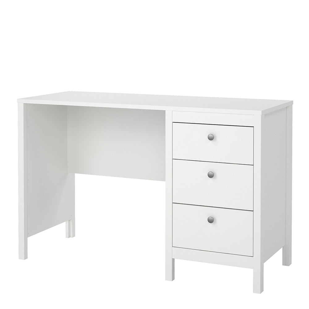 Cote | Furniture Madrid Desk, 3 Drawer - White Madrid, Desks 726796814949