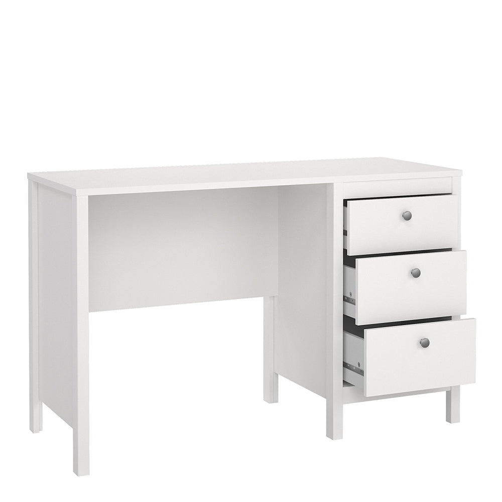 Cote | Furniture Madrid Desk, 3 Drawer - White Madrid, Desks 726796814949