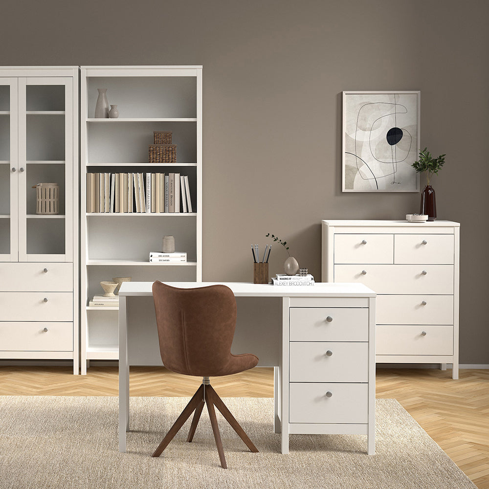 Cote | Furniture Madrid Desk, 3 Drawer - White Madrid, Desks 726796814949