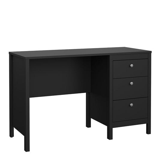 Cote | Furniture Madrid Desk, 3 Drawer - Black Madrid, Desks 72679681gmgm