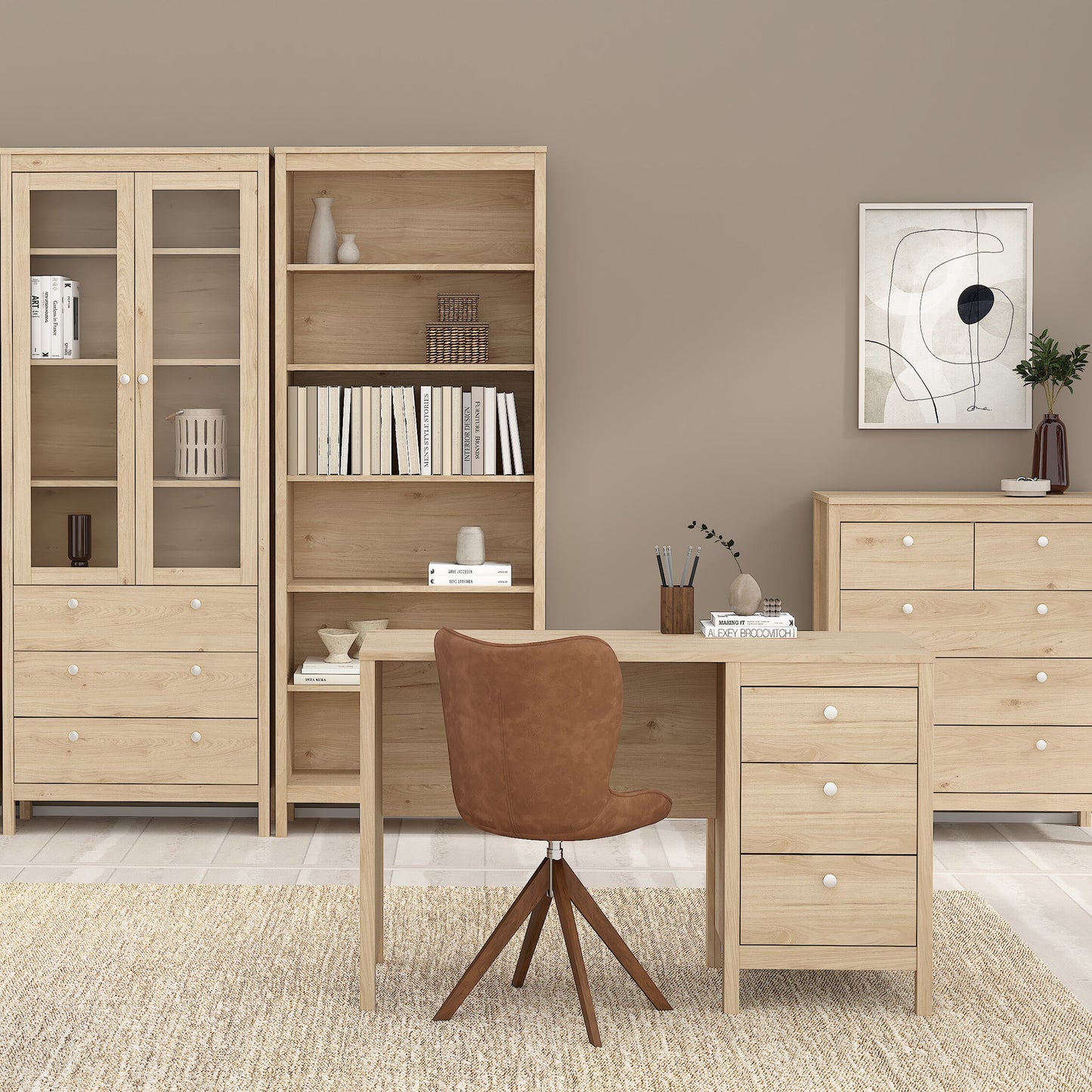 Cote | Furniture Madrid Desk, 3 Drawer - Oak Madrid, Desks 72679681hlhl