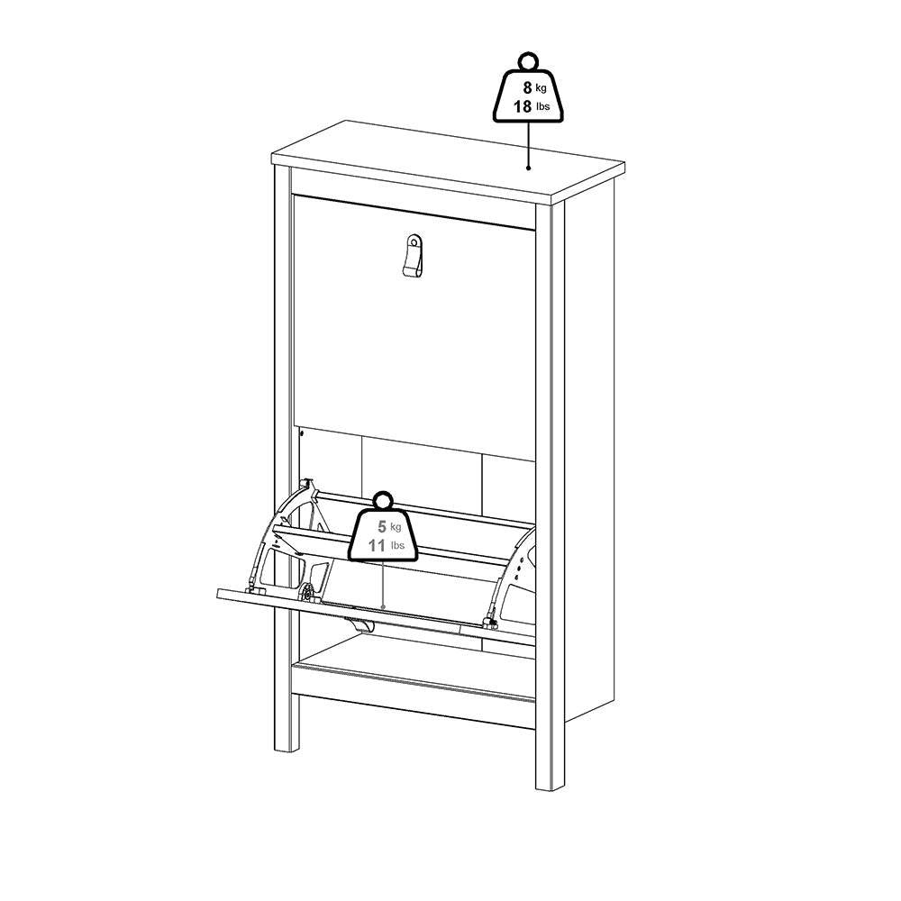 Cote | Furniture Madrid Shoe Storage 2 Flap Doors - White Madrid, Shoe Storage 726796834949