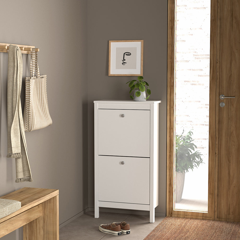 Cote | Furniture Madrid Shoe Storage 2 Flap Doors - White Madrid, Shoe Storage 726796834949