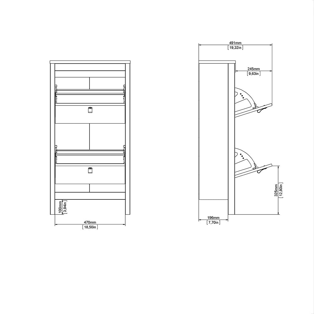 Cote | Furniture Madrid Shoe Storage 2 Flap Doors - Black Madrid, Shoe Storage 72679683gmgm