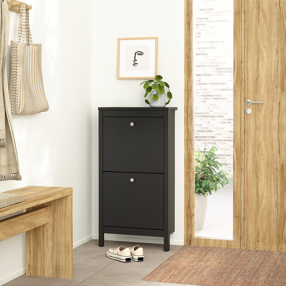 Cote | Furniture Madrid Shoe Storage 2 Flap Doors - Black Madrid, Shoe Storage 72679683gmgm