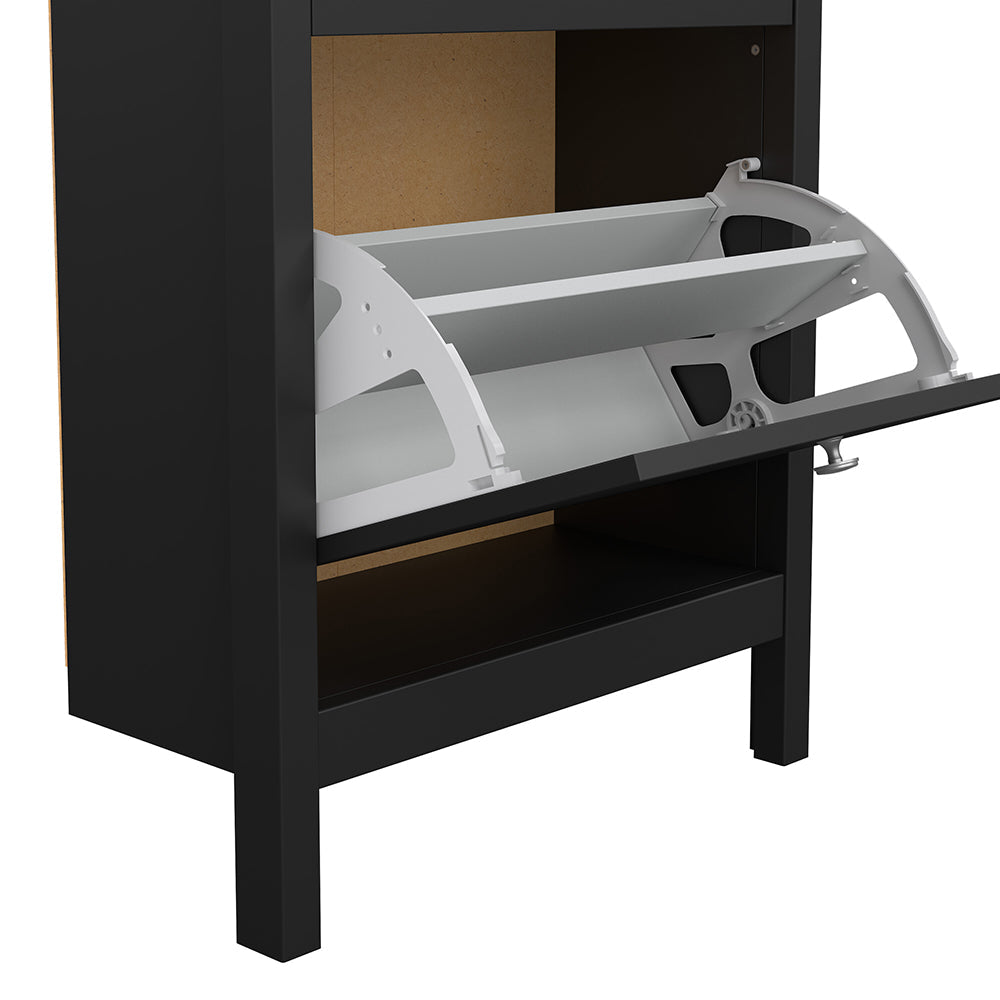 Cote | Furniture Madrid Shoe Storage 2 Flap Doors - Black Madrid, Shoe Storage 72679683gmgm