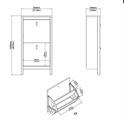 Cote | Furniture Madrid Shoe Storage 2 Flap Doors - Black Madrid, Shoe Storage 72679683gmgm